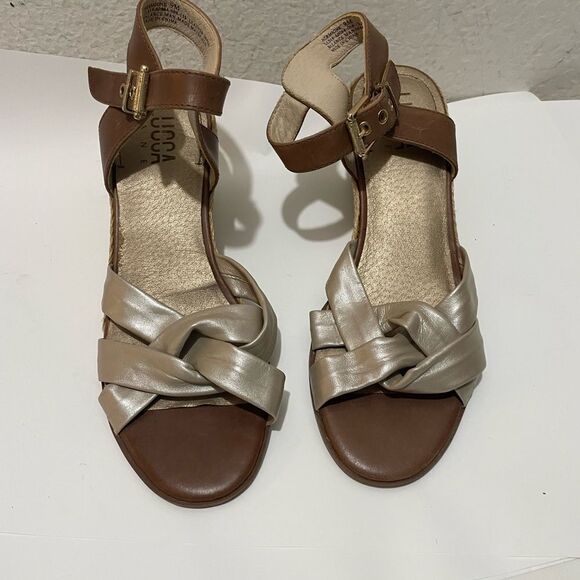 Lucca Lane Hermione Espadrille Wedge Leather Sandals. Size 9 - Picture 1 of 12